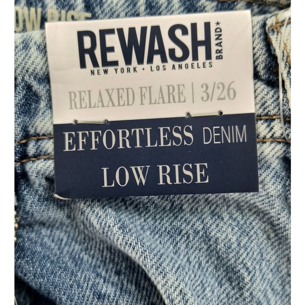 Rewash Low Rise Relaxed Flare Jeans Women's Size 3/26 Light Wash Raw Hem Denim - Picture 2 of 16
